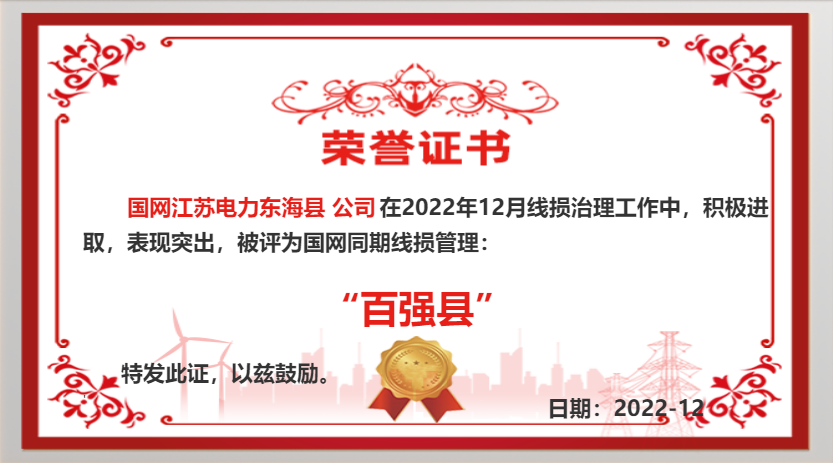 國網(wǎng)東?？h供電公司同期線損工作再獲佳績