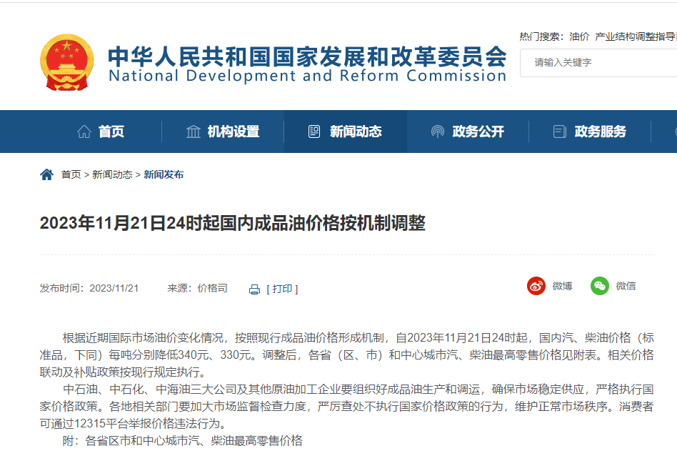 今晚，油價下調!附各省汽、柴油最高零售價